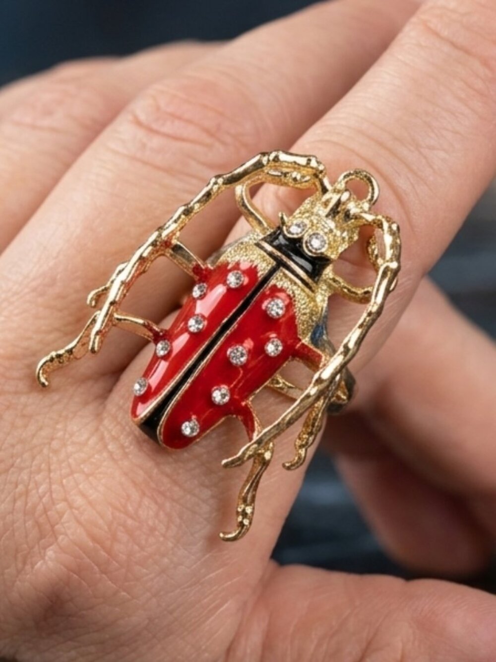 Spectacular maximalism scarab  ring